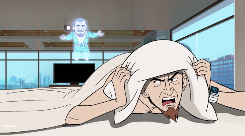 Rusty (with J.J. in hologram alarm-clock form).